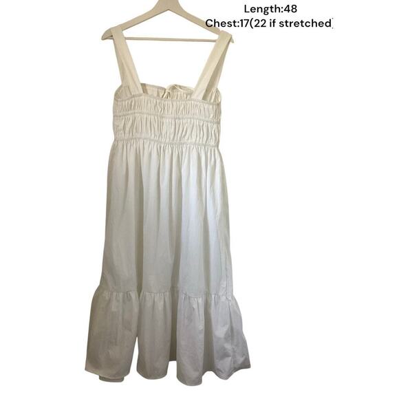 GLNEGE Women's white, tiered, flowy maxi midi boho summer dress sz L - Picture 7 of 8